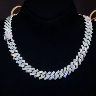 17ct TCW Iced Out Moissanite Cuban Link Chain Necklace