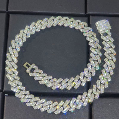 15ct TCW Iced Out Diamond Cuban Link Chain Necklace