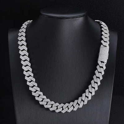 17ct TCW Iced Out Moissanite Cuban Chain Necklace