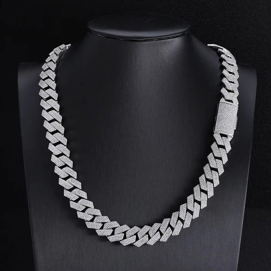 41ct TCW Iced Out Moissanite Cuban Chain Necklace