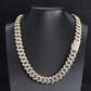 42ct TCW Iced Out Moissanite  Cuban Chain Necklace (14K Yellow Gold)