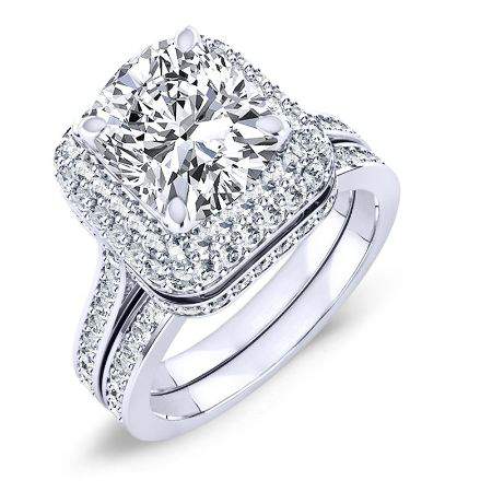 2.00 ct - Indigo - Cushion Moissanite Bridal Set