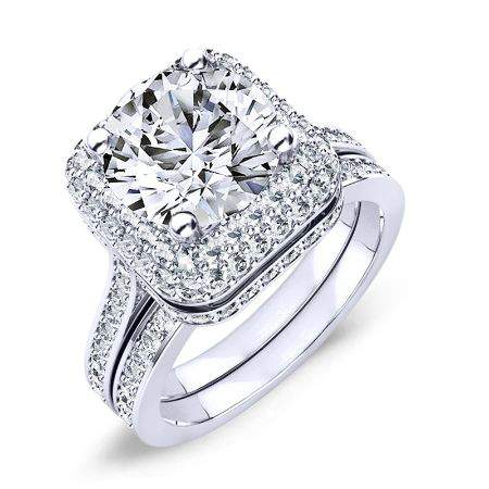 1.00 ct - Indigo - GIA Natural Round Diamond Bridal Set