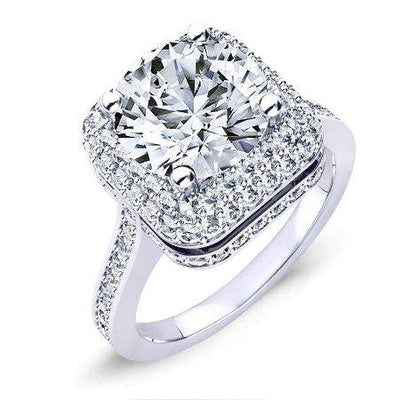 Indigo Round Moissanite Engagement Ring whitegold