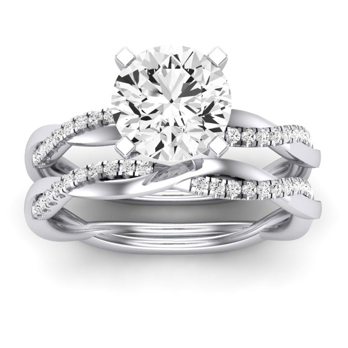 Iris Diamond Matching Band Only (does Not Include Engagement Ring) For Ring With Round Center whitegold