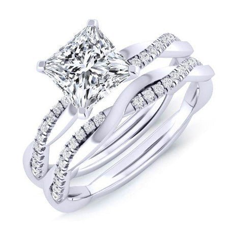 1.00 ct - Iris - GIA Natural Princess Diamond Bridal Set