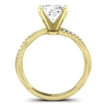 Iris Moissanite Matching Band Only (does Not Include Engagement Ring) For Ring With Cushion Center yellowgold