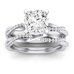 Iris Moissanite Matching Band Only (does Not Include Engagement Ring) For Ring With Cushion Center whitegold