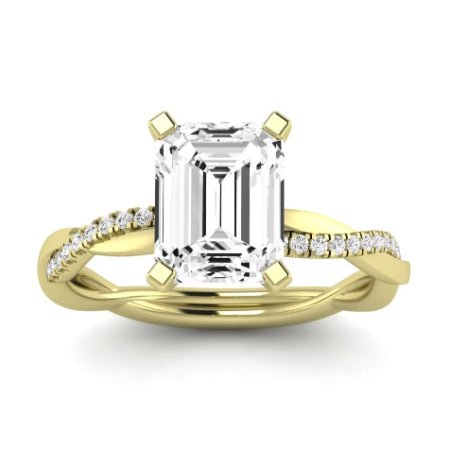 Iris Moissanite Matching Band Only (does Not Include Engagement Ring) For Ring With Emerald Center yellowgold