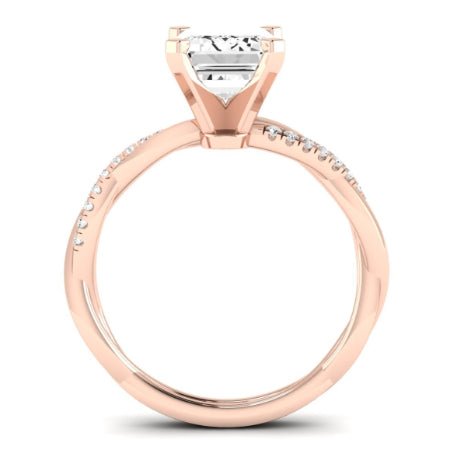 Iris Moissanite Matching Band Only (does Not Include Engagement Ring) For Ring With Emerald Center rosegold