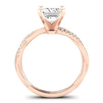 Iris Moissanite Matching Band Only (does Not Include Engagement Ring) For Ring With Emerald Center rosegold