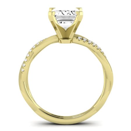 Iris Moissanite Matching Band Only (does Not Include Engagement Ring) For Ring With Emerald Center yellowgold