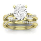 Iris Moissanite Matching Band Only (does Not Include Engagement Ring) For Ring With Oval Center yellowgold