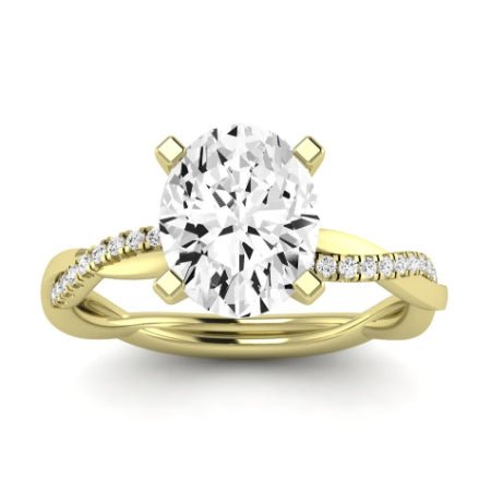 Iris Moissanite Matching Band Only (does Not Include Engagement Ring) For Ring With Oval Center yellowgold