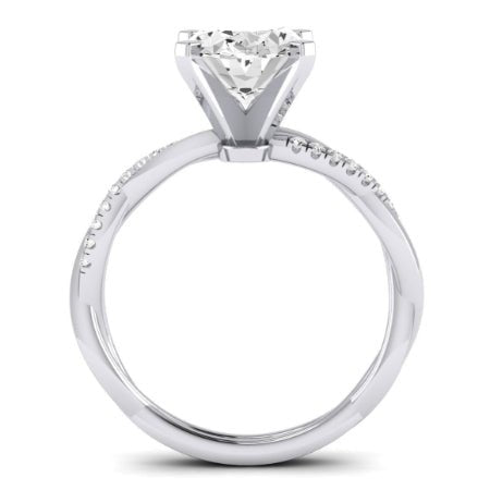 Iris Moissanite Matching Band Only (does Not Include Engagement Ring) For Ring With Oval Center whitegold