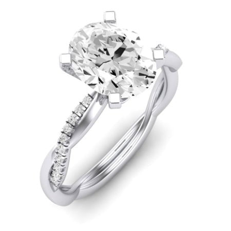 Iris Moissanite Matching Band Only (does Not Include Engagement Ring) For Ring With Oval Center whitegold