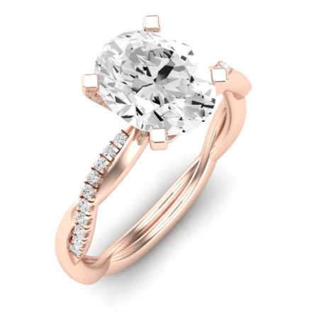 Iris Moissanite Matching Band Only (does Not Include Engagement Ring) For Ring With Oval Center rosegold