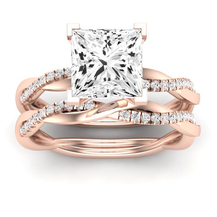 Iris Moissanite Matching Band Only (does Not Include Engagement Ring) For Ring With Princess Center rosegold