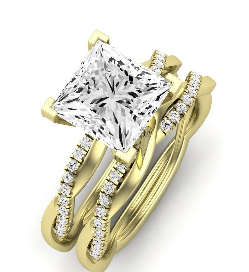 Iris Moissanite Matching Band Only (does Not Include Engagement Ring) For Ring With Princess Center yellowgold