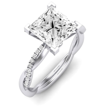 Iris Moissanite Matching Band Only (does Not Include Engagement Ring) For Ring With Princess Center whitegold