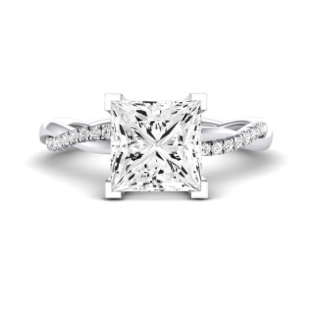 Iris Moissanite Matching Band Only (does Not Include Engagement Ring) For Ring With Princess Center whitegold