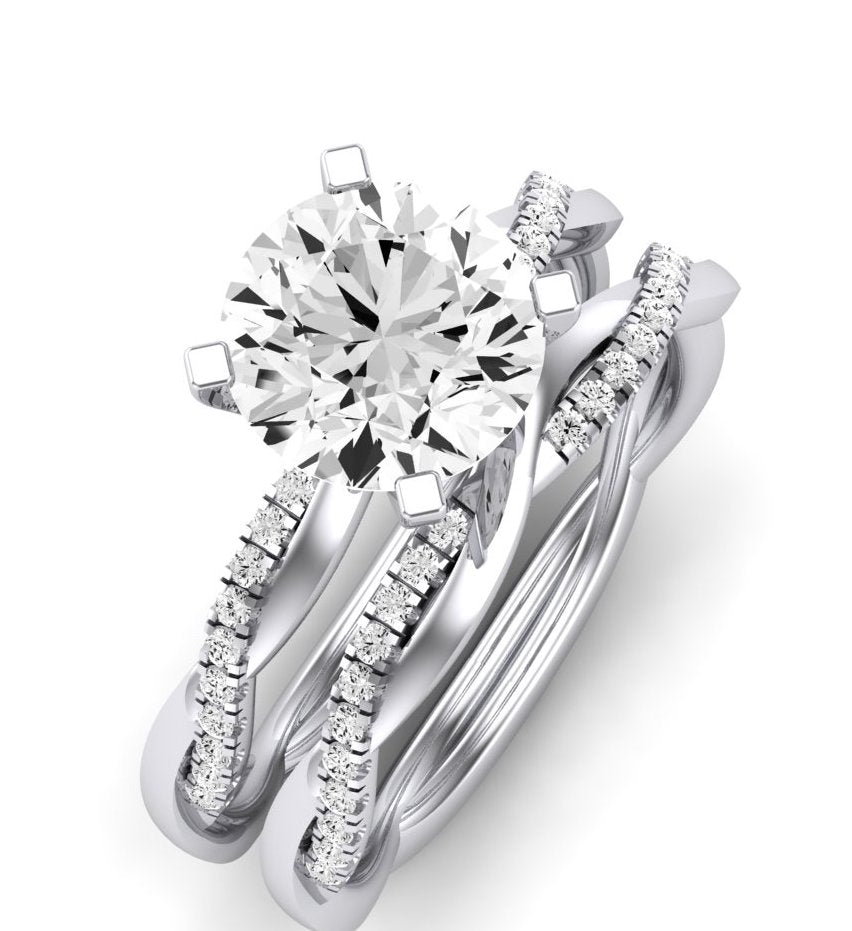 Iris Moissanite Matching Band Only (does Not Include Engagement Ring) For Ring With Round Center whitegold