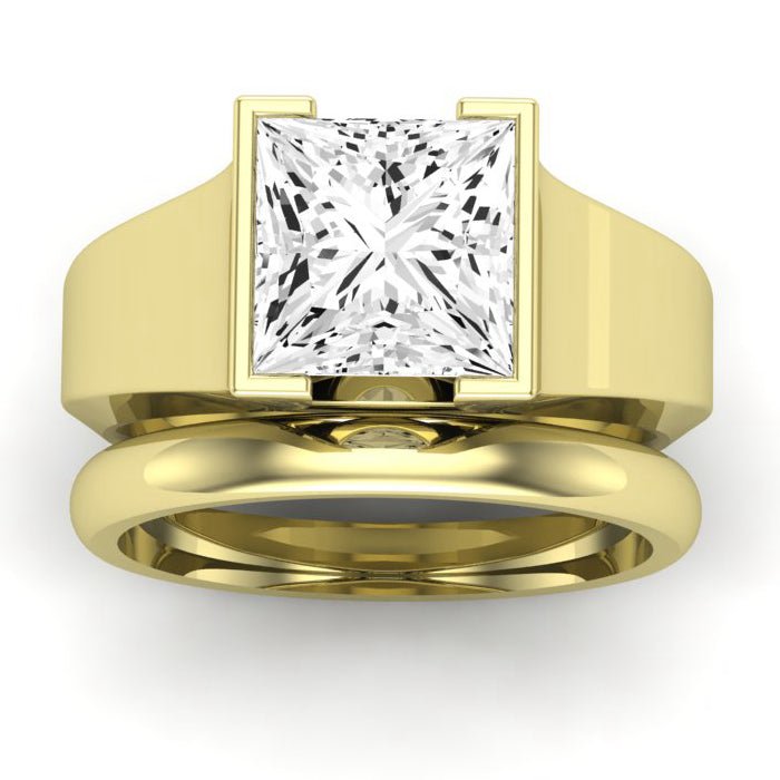 Jasmine Diamond Matching Band Only (does Not Include Engagement Ring) For Ring With Princess Center yellowgold