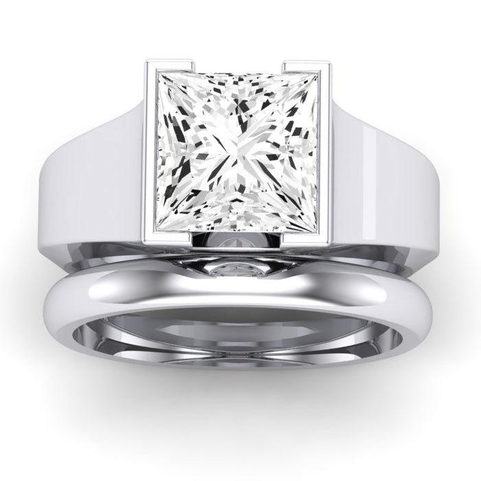 Jasmine Diamond Matching Band Only (does Not Include Engagement Ring) For Ring With Princess Center whitegold