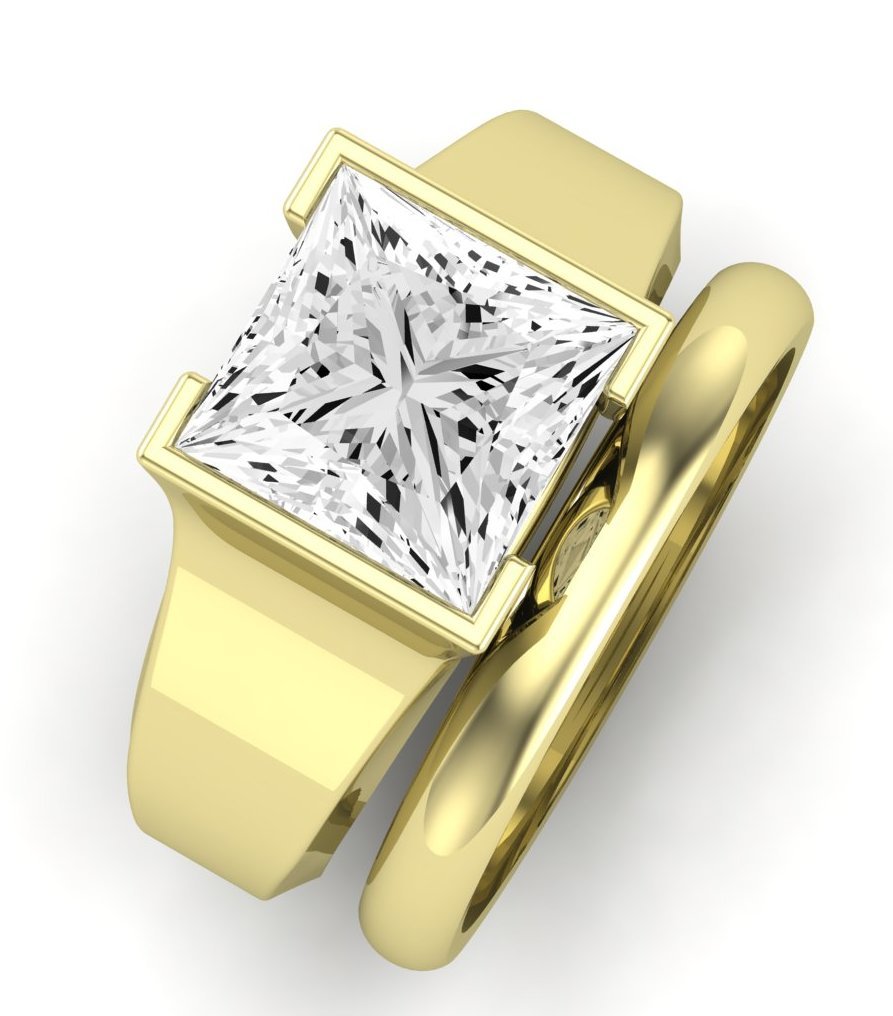 Jasmine Diamond Matching Band Only (does Not Include Engagement Ring) For Ring With Princess Center yellowgold