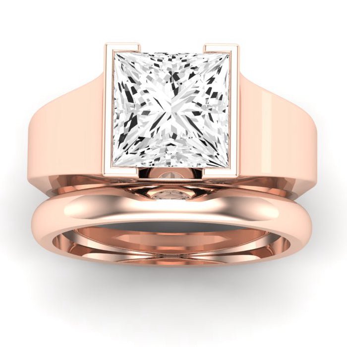 Jasmine Diamond Matching Band Only (does Not Include Engagement Ring) For Ring With Princess Center rosegold