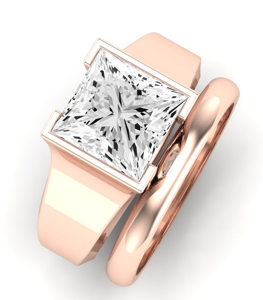 Jasmine Diamond Matching Band Only (does Not Include Engagement Ring) For Ring With Princess Center rosegold