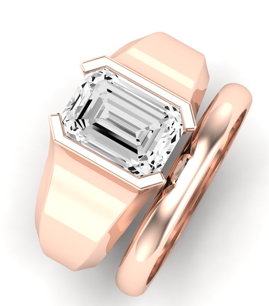 Jasmine Diamond Matching Band Only (does Not Include Engagement Ring) For Ring With Emerald Center rosegold