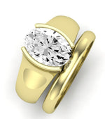 Jasmine Moissanite Matching Band Only (does Not Include Engagement Ring) For Ring With Oval Center yellowgold