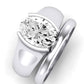 Jasmine Moissanite Matching Band Only (does Not Include Engagement Ring) For Ring With Oval Center whitegold