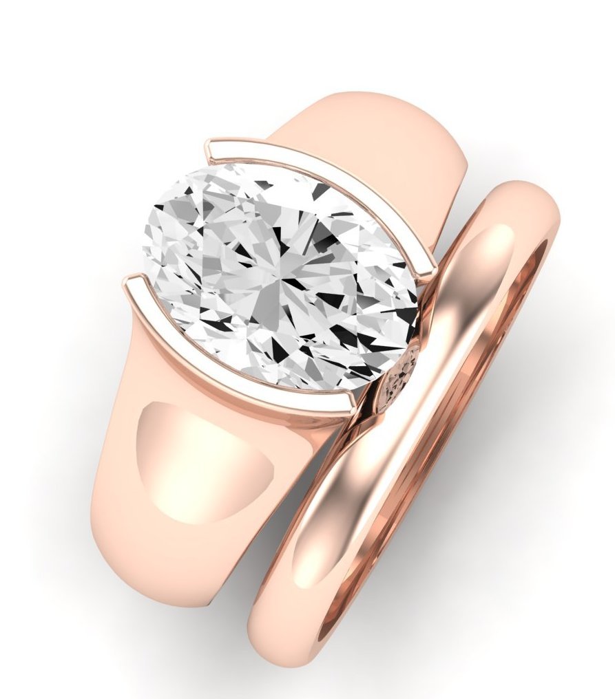 Jasmine Moissanite Matching Band Only (does Not Include Engagement Ring) For Ring With Oval Center rosegold