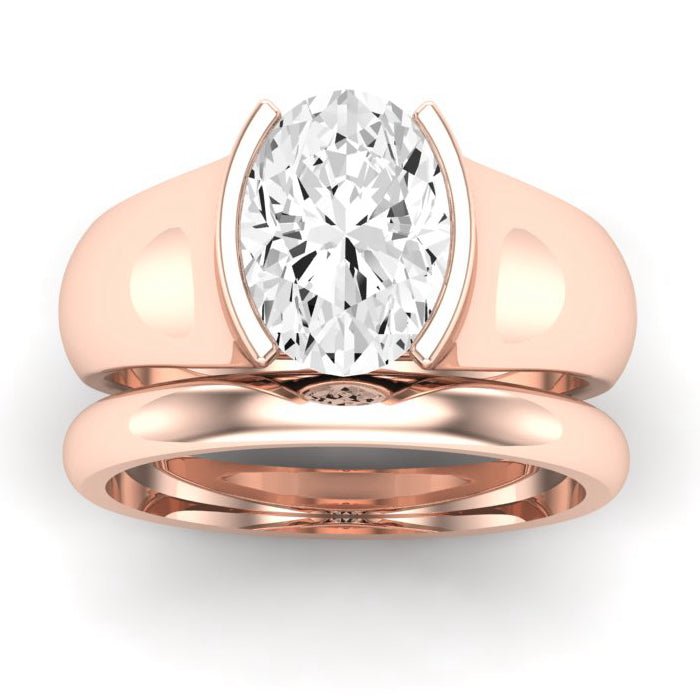 Jasmine Moissanite Matching Band Only (does Not Include Engagement Ring) For Ring With Oval Center rosegold