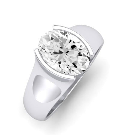 Jasmine Moissanite Matching Band Only (does Not Include Engagement Ring) For Ring With Oval Center whitegold