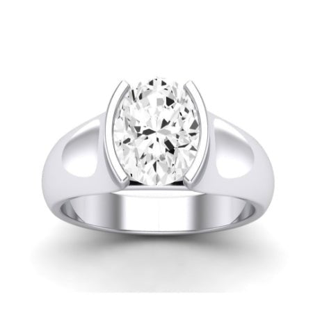 Jasmine Moissanite Matching Band Only (does Not Include Engagement Ring) For Ring With Oval Center whitegold