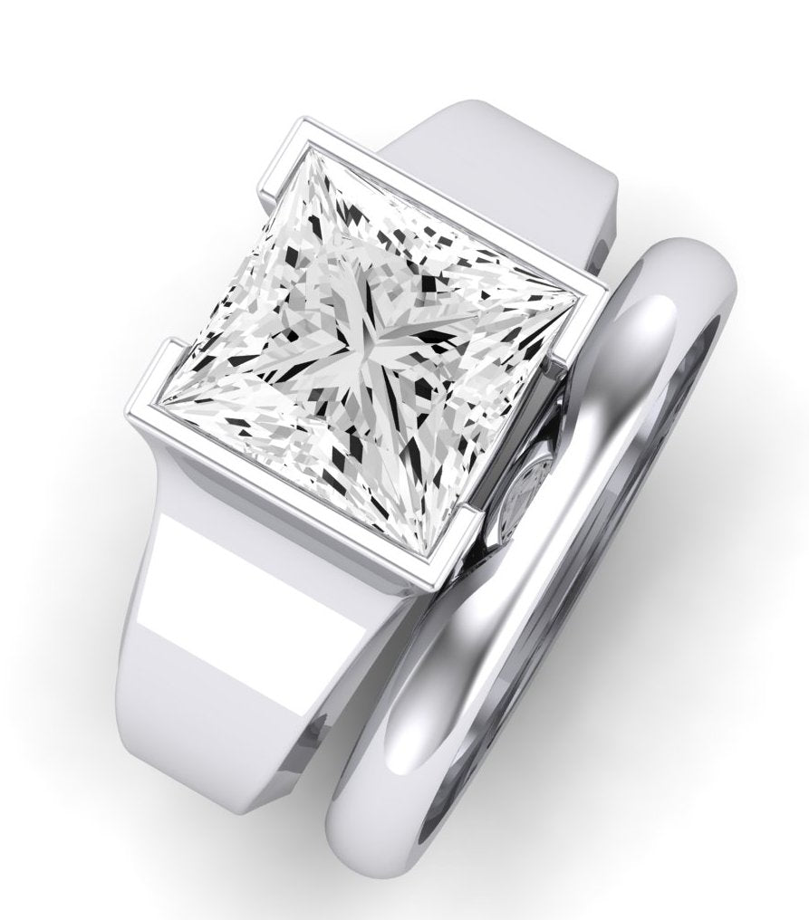 Jasmine Moissanite Matching Band Only (does Not Include Engagement Ring) For Ring With Princess Center whitegold