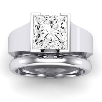 Jasmine Moissanite Matching Band Only (does Not Include Engagement Ring) For Ring With Princess Center whitegold