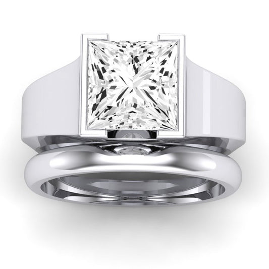 Jasmine Moissanite Matching Band Only (does Not Include Engagement Ring) For Ring With Princess Center whitegold