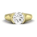 Jasmine Moissanite Matching Band Only (does Not Include Engagement Ring) For Ring With Round Center yellowgold