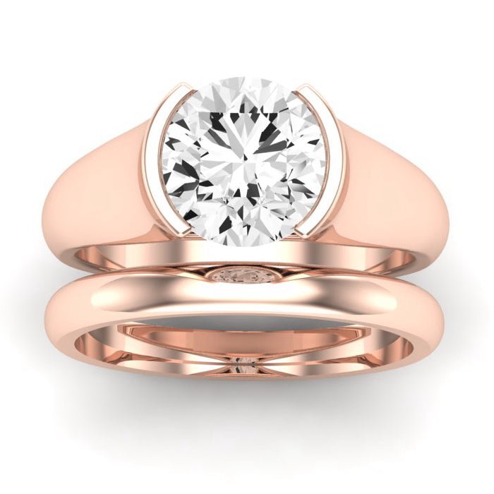 Jasmine Moissanite Matching Band Only (does Not Include Engagement Ring) For Ring With Round Center rosegold