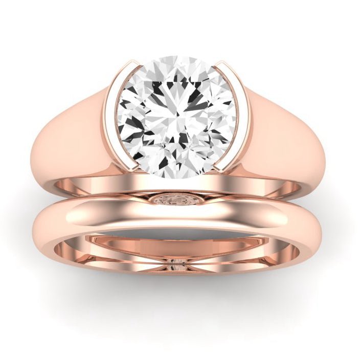 Jasmine Moissanite Matching Band Only (does Not Include Engagement Ring) For Ring With Round Center rosegold