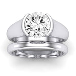 Jasmine Moissanite Matching Band Only (does Not Include Engagement Ring) For Ring With Round Center whitegold