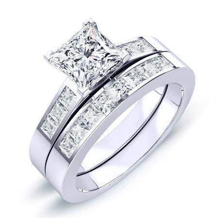 1.00 ct - Jessamine - GIA Natural Princess Diamond Bridal Set