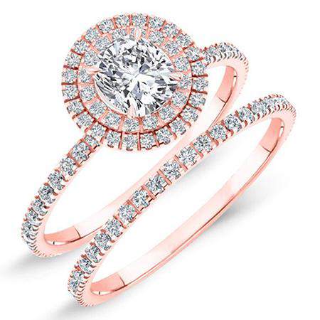 Juniper Cushion Moissanite Bridal Set rosegold