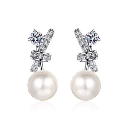 Kali Diamond & Pearl Earrings whitegold