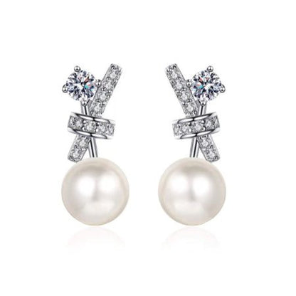 Kali Diamond & Pearl Earrings whitegold