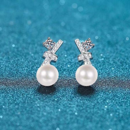 Kali Diamond & Pearl Earrings whitegold